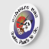 Panda Treffen Uhr ラージ壁時計 (傾斜)