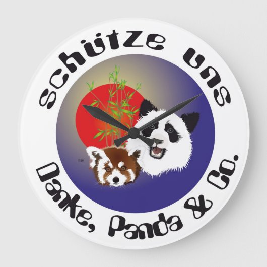 Panda Treffen Uhr ラージ壁時計 (正面)