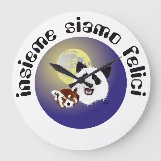 Panda Treffen Uhr ラージ壁時計 (正面)