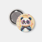 Panda Valentine's Day Heart Badge Kids School  マグネット (正面/裏面)