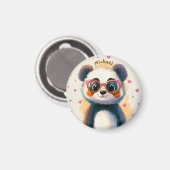 Panda Valentine's Day Heart Badge Kids School  マグネット (正面/裏面)