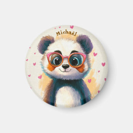 Panda Valentine's Day Heart Badge Kids School  マグネット
