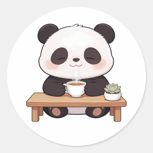 panda,warm,healing,slow-paced,inner peace #014 ラウンドシール (正面)