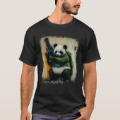 Panda Warrior Holding Rocket Launcher Distressed W Tシャツ (正面)