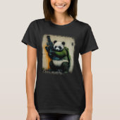 Panda Warrior Holding Rocket Launcher Distressed W Tシャツ (正面)