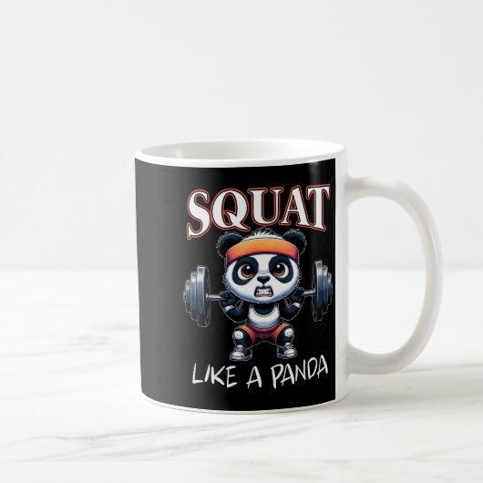 Panda Weightlifting Fitness Funny Gym Quote Squat  コーヒーマグカップ (右)