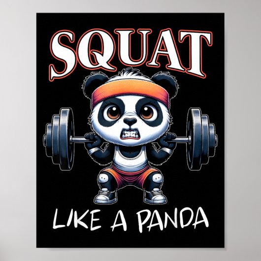 Panda Weightlifting Fitness Funny Gym Quote Squat  ポスター (正面)