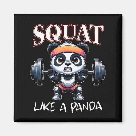 Panda Weightlifting Fitness Funny Gym Quote Squat  マグネット (正面)