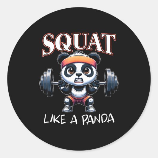 Panda Weightlifting Fitness Funny Gym Quote Squat  ラウンドシール (正面)
