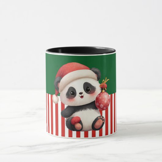 Panda with Christmas Ornament マグカップ (中央)
