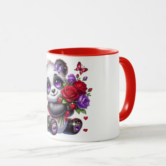 Panda with flower mug マグカップ (正面右)