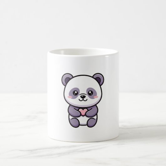 Panda with Heart – Cute Whimsical Illustration コーヒーマグカップ (中央)