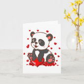 Panda With Hearts Valentines Day Women And Girls  カード (黄色い花)
