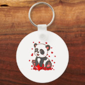 Panda With Hearts Valentines Day Women And Girls  キーホルダー (正面)