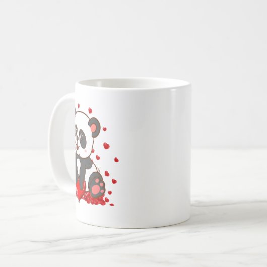 Panda With Hearts Valentines Day Women And Girls  コーヒーマグカップ (正面左)