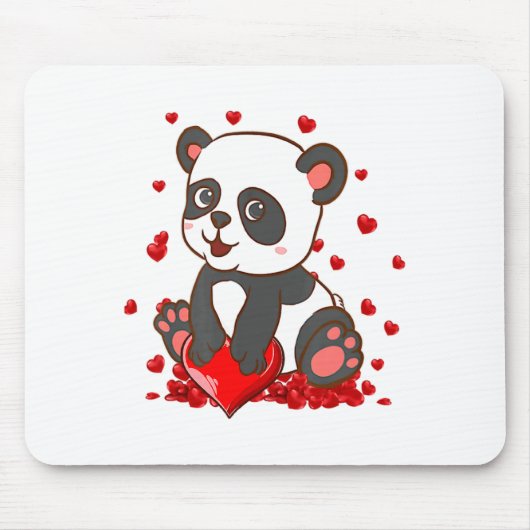 Panda With Hearts Valentines Day Women And Girls  マウスパッド (正面)