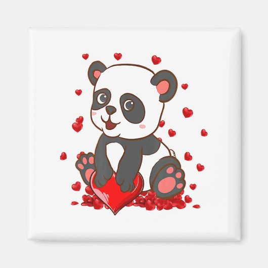 Panda With Hearts Valentines Day Women And Girls  マグネット (正面)