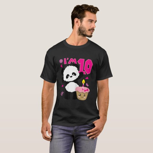 Panda With Kawaii Cake 10 Py Tシャツ (正面フル)