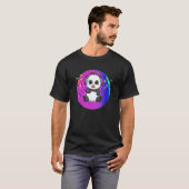 Panda With Music Headphones Dj Tシャツ (正面フル)