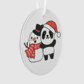 Panda With Snowman In Winter For Christmas Ornamen オーナメント (正面)