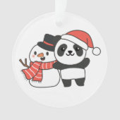 Panda With Snowman In Winter For Christmas Ornamen オーナメント (正面)