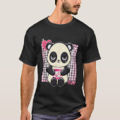 Panda With Strawberry Milk Tシャツ (正面)