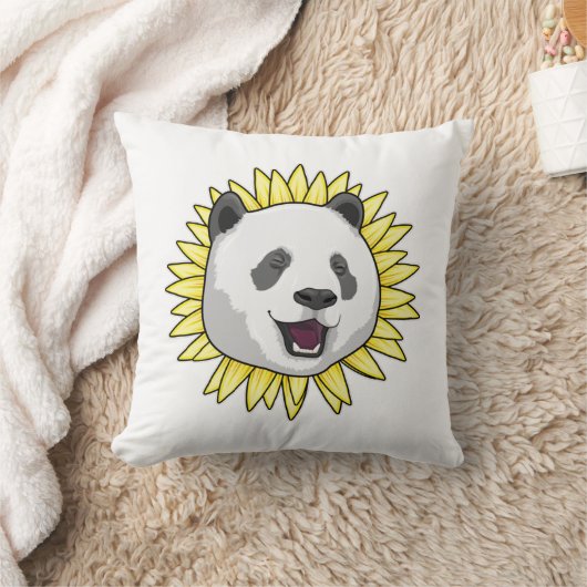 Panda with Sunflower クッション (ブランケット)