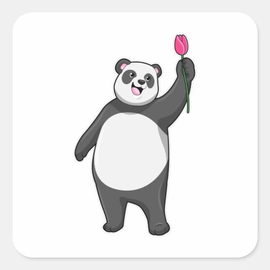 Panda with Tulip スクエアシール (正面)