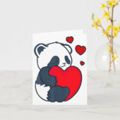 Panda Women Valentines Day Girlfriend Heart  カード (黄色い花)