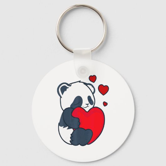 Panda Women Valentines Day Girlfriend Heart  キーホルダー (正面)