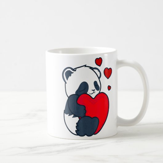 Panda Women Valentines Day Girlfriend Heart  コーヒーマグカップ (右)