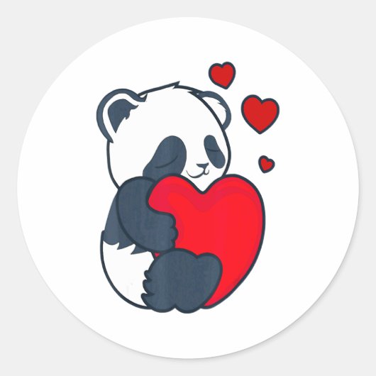 Panda Women Valentines Day Girlfriend Heart  ラウンドシール (正面)