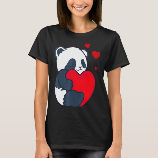 Panda Women Valentines Day Girlfriend Heart  Tシャツ (正面)