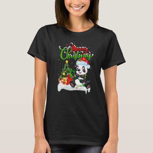 Panda  Xmas Decorations Santa Panda Christmas Tシャツ (正面)