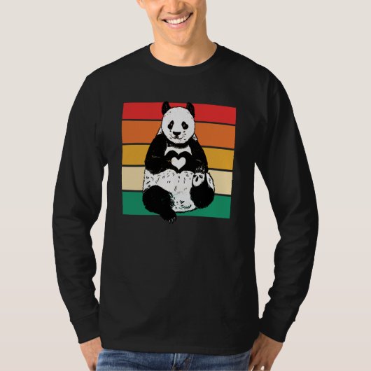 Panda  Zookeeper Zookeeping Retro Panda Tシャツ (正面)