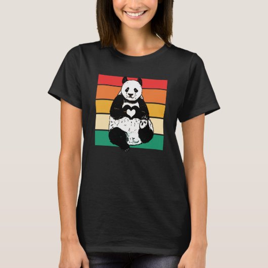 Panda Zookeeper Zookeeping Retro Panda Tシャツ (正面)