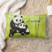 Pandabär Mutter mit Kind - handgemalt | Kissen ランバークッション (ブランケット)