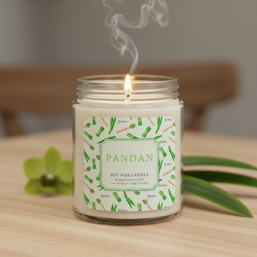 Pandan Soy Wax Candle Custom Sticker スクエアシール