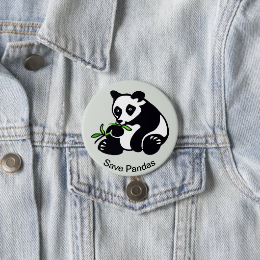 PANDAS救 – 絶滅危惧動物グラフィック – 緑 缶バッジ (インサイチュ)