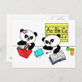 Pandas learning at school ポストカード (正面/裏面)