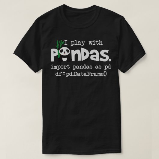 Pandas Pythonコ遊ンピュータのコーディングプログラムを使用する Tシャツ (デザイン正面)