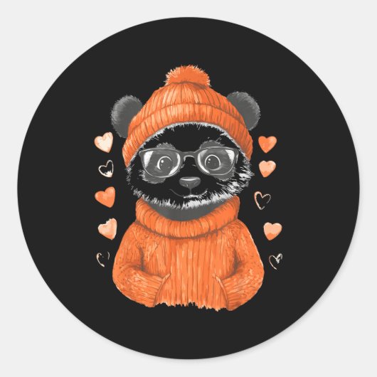 Pandas With Hearts Love Valentine's Day Women Hear ラウンドシール (正面)