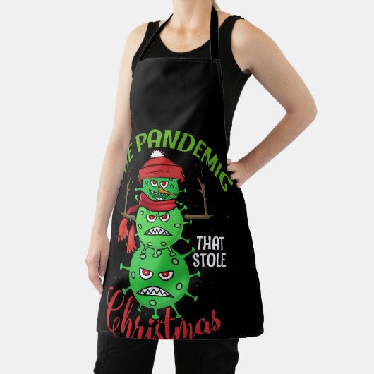 Pandemic That Stole Christmas Ugly Gift Xmas Virus エプロン (インサイチュ)