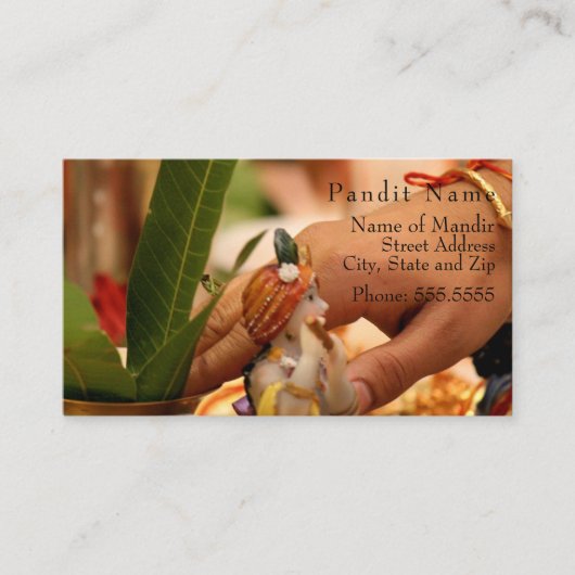 Panditの接触カード(寺院位置及びサービス) コーリングカード (正面)