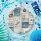 PANEL Cobalt Seas – Coastal Paradise Blocks ペーパープレート (パーティー)