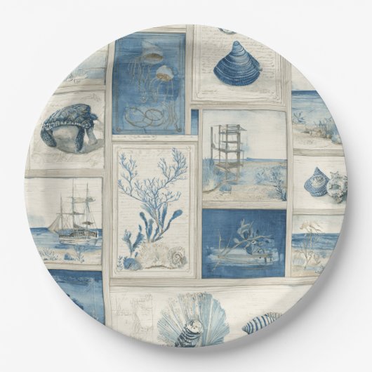 PANEL Cobalt Seas – Coastal Paradise Blocks ペーパープレート (正面)