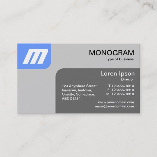 Panels MonoGram – ベビーブルーとグレー 名刺 (正面)