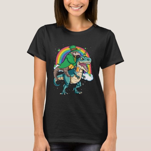 Pangolin Beer Dino Rex Horn Rainbow Tシャツ (正面)