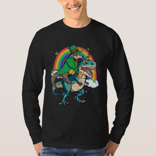 Pangolin Beer Dino Rex Horn Rainbow Tシャツ (正面)