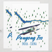 Pangong Tsoインド中国マップのポスター。 (正面/裏面)